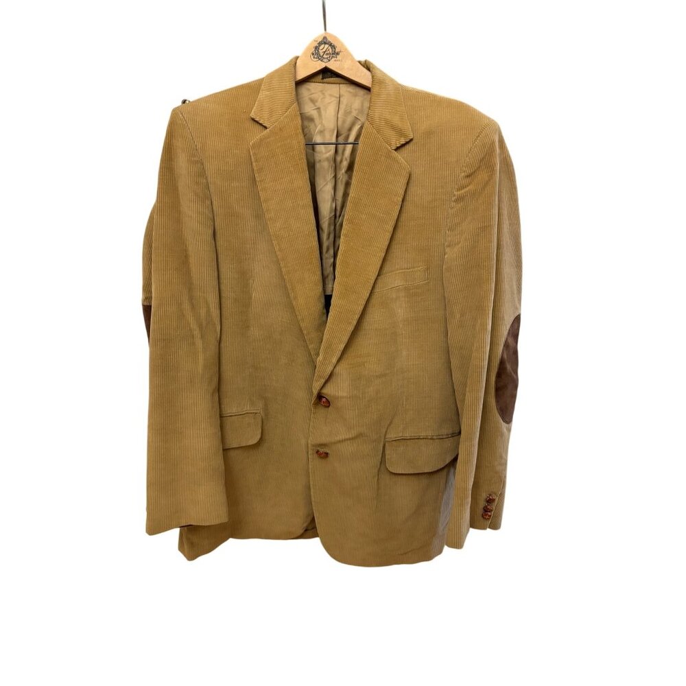 Vintage American Craftsmen Corduroy Blazer Elbow Patches Tan Leather Buttons